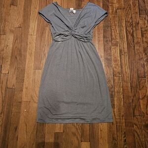 Chic Striped Gray Midi Dress
